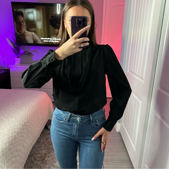 Two for one black and beige long sleeve blouses Size S - Picture 6 of 16